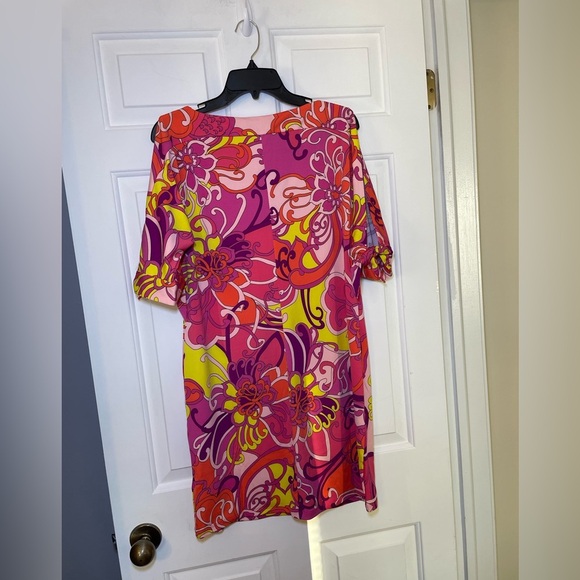 Trina Turk Woman’s Floral Print Dress Size Medium NWT Open Tie Sleeve Colorful - Picture 4 of 5